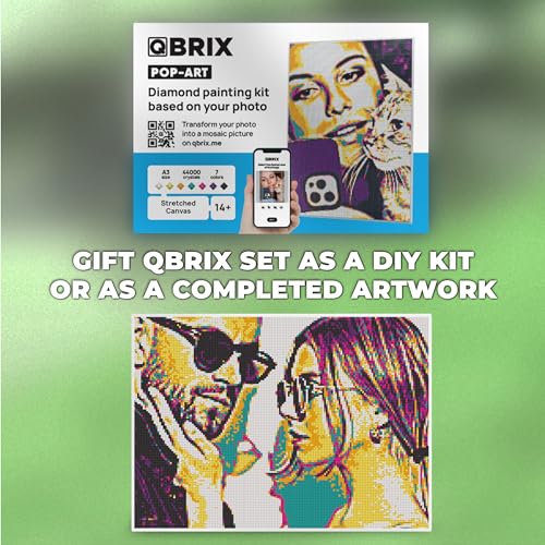 QBRIX Framed Diamond Art from Any Photo - Custom Diamond Painting Kit for Adults - Personalised Gem Art - DIY Craft Kit for Adults - Pop-Art - 12 x 17 inches - color: Pop-Art A3