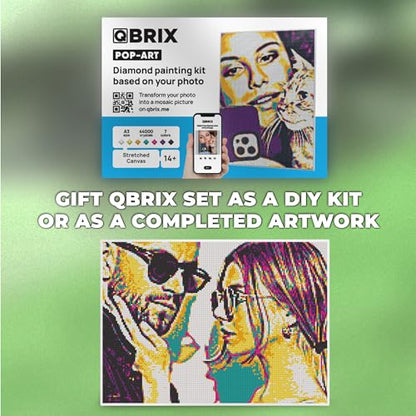 QBRIX Framed Diamond Art from Any Photo - Custom Diamond Painting Kit for Adults - Personalised Gem Art - DIY Craft Kit for Adults - Pop-Art - 12 x 17 inches - color: Pop-Art A3