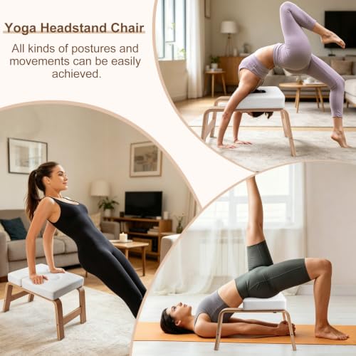 Yoga Headstand Bench, Stand Yoga Chair for Balance Training(White)
