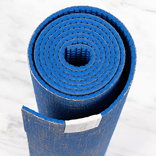 Myga Jute Yoga Mat, High Performance Vegan Floor Exercise Mat, Eco Friendly Biodegradable Yoga Mat with PVC Backing,72" x 24", 0.2" Thickness - color: Blue