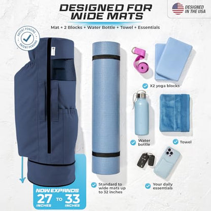 MAGNILAY Expandable Yoga Mat Bag, Adjustable Strap, Black, Large - color: Blue