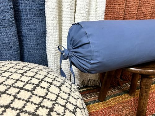 Cotton Round Bolster Pillow Cover – 16 by 6 Inch | Pack of 2| Soft, Machine Washable Neck Roll Case for Yoga & Spa Use (Grey) - color: Grey, size: 16" x 6" (Pack of 2)