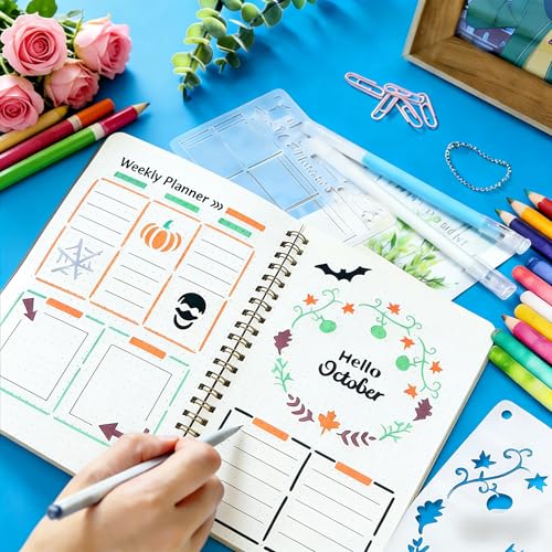 36 PCS Journal Stencils Kit, Reusable Planner Templates for Creative Journaling, Drawing and Organizing, Essential Journal Supplies and Accessories for DIY Planning