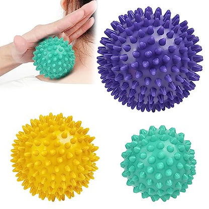 URAQT Spiky Massage Ball, 3 Pack Hard Spiky Massage Ball Roller Set, Professional Physical Therapy Massage Balls for Myofascial Release, Trigger Point Deep Tissue Massage, Plantar Fasciitis Recovery - color: 3pcs-a
