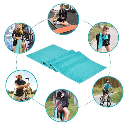 NUKURA 12’’ x 40’’, 450 GSM Sweat Towel, Extra Absorbency 100% Cotton Towel, Running, Pickleball, Gym, Neck Towel, Tennis, Camping, Turquoise - color: Turquoise