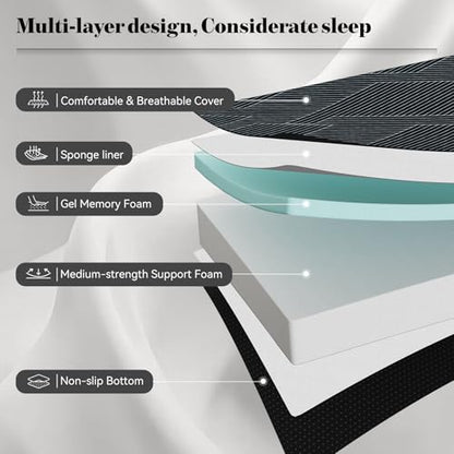 Vamcheer Folding Mattress Queen Size Foldable Mattress 6 Inch 78"x58"x6" | Tri Folding Mattress Trifold Memory Foam Mattress with Washable Cover, Handle & Non-Slip Bottom for Travel Camping Guest - size: Queen-6 inch