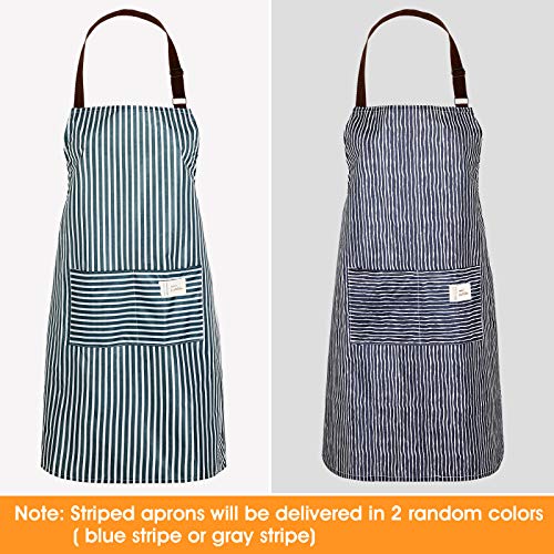 SATINIOR 3 Pcs Waterproof Kitchen Apron with 2 Pockets - color: Black and Grey
