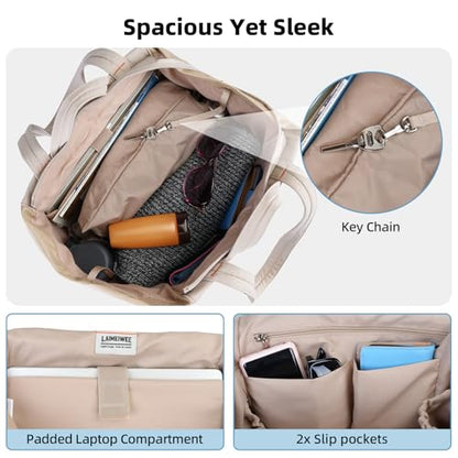 Everyday Bag Tote for Women, 25L Lightweight Spacious Gym&Work - color: Khaki