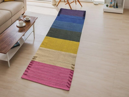 Payal Rugs Cotton Yoga Mat - Eco-Friendly Hand-Woven Rug - Non Slip & Thick (24”x72”x5mm) for Yoga Everyday Fitness at Home - Comfortable Extra-Long - color: Multicolor 02