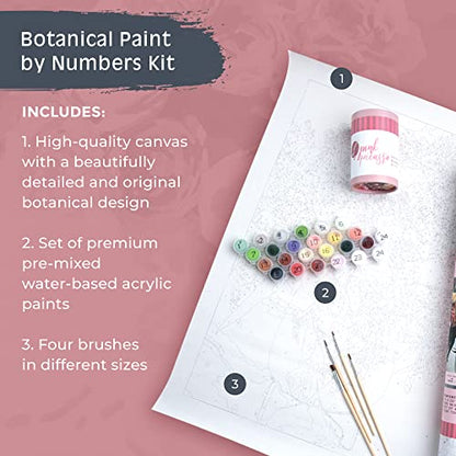 Pink Picasso Paint by Number Kit, for Adults & Teens,16x20, Pick Me Up | Botanical Floral Collection, Acrylic Paints and Brushes included, Pre-printed high quality canvas, DIY art kit, Gift-ready - color: Pick Me Up