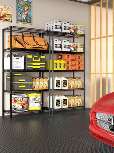Golpart 5Tier Adjustable Storage Shelves Metal Wire Shelving Standing Shelf - color: Black, size: 5-tier-18"Dx36"Wx72"H