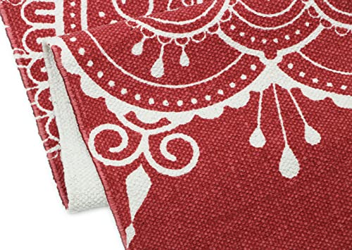 Hand Woven 100% Cotton Yoga Mat- Thick Handloom Made in India- for Gym Floor Exercise - Runner for Bedroom - color: Red