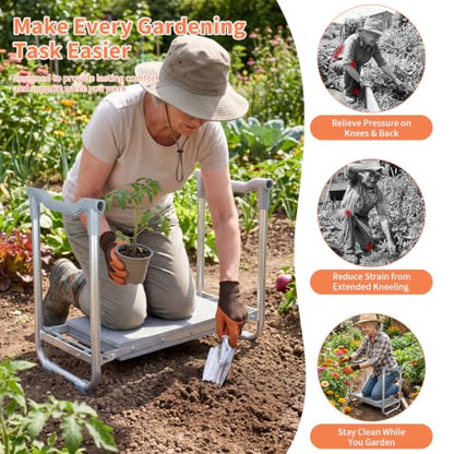 Garden Kneeler and Seat Heavy Duty, Kneeling Bench for Gardening - color: Gray-modle B