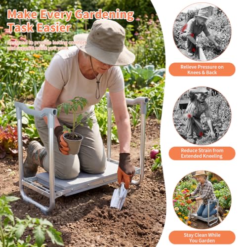 Garden Kneeler and Seat Heavy Duty, Kneeling Bench for Gardening - color: Gray-modle C