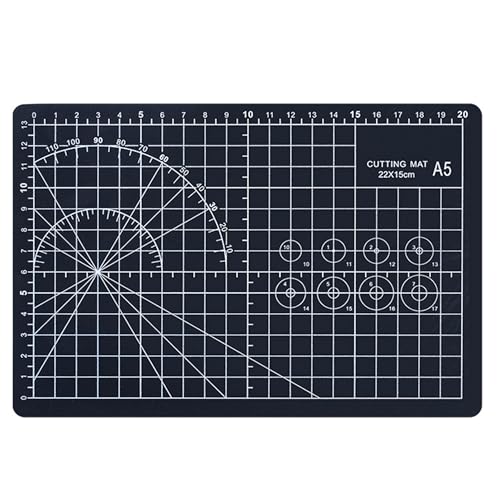 A5 Cutting Mat, Self Healing Sewing Mat, Craft Mat Double Sided 3-Ply Craft Cutting Board for Sewing Crafts Leather Fabric Scrapbooking Project Art Supplies, 8.6“ x 5.9”, Black - color: Black