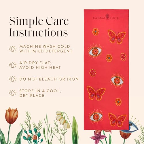 KARMA AND LUCK Radiant Protection Yoga Towel, Absorbent, Non-Slip Hot Yoga Mat Towel, Silicone Grip & Soft Terry Suede for Spiritual Energy Shield & Clarity, 26” x 72” - color: Radiant