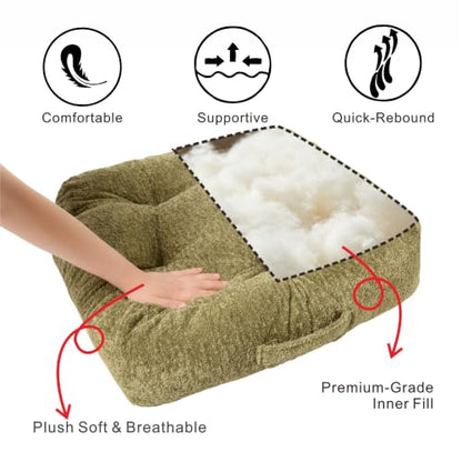 Floor Cushion Pillow, Portable Large - color: Square, Green