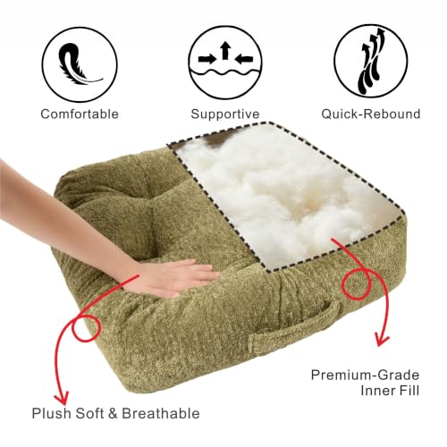 Floor Cushion Pillow, Portable Large - color: Square, Green