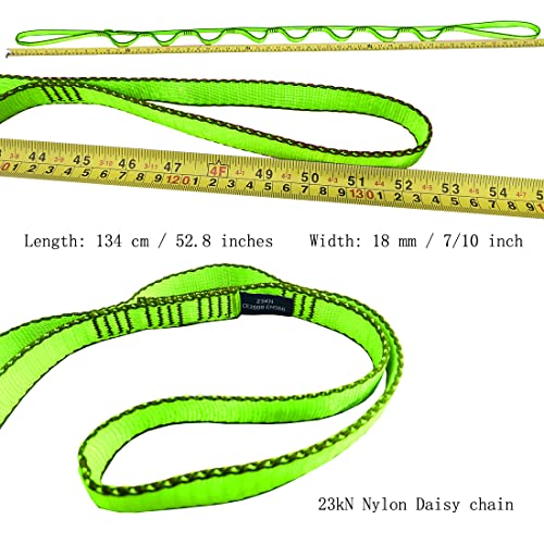 53 Inches Nylon Daisy Chains Rope Climbing Lanyard Straps Looped Strong Slings 23 kN Aerial Yoga Webbing - color: 2PCS Green