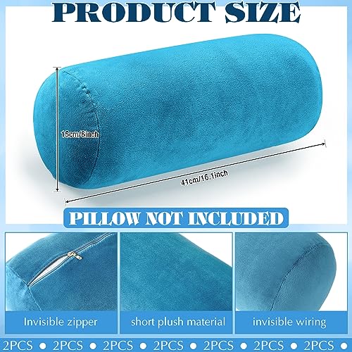 Newwiee 넥 롤 베개 커버 2개, 40.6 x 15.2cm(16 x 6인치) 쇼트 - color: 블루., size: 16" x 6" (Pack of 2), style: 짧은 플러시