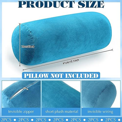 Newwiee 넥 롤 베개 커버 2개, 40.6 x 15.2cm(16 x 6인치) 쇼트 - color: 블루., size: 16" x 6" (Pack of 2), style: 짧은 플러시