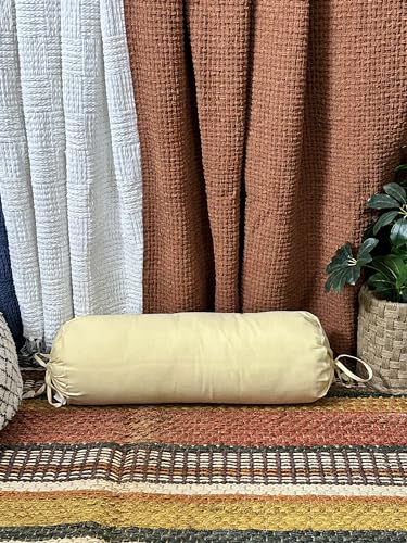 Saffron Bolster Removable Cover Cotton (Beige, 8"x24" (20 cm x 60 cm)) - color: Beige, size: 8" x 24"