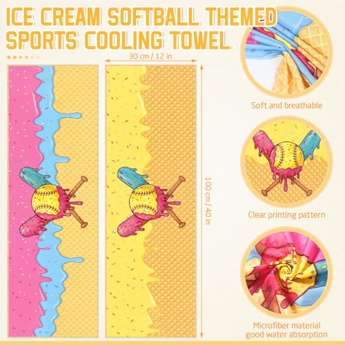 FuWeave 12 Pcs Ice Cream Softball Cooling Towels Gifts 40 x 12 Inch - color: Ice Cream Softball, size: 40 x 12 inches