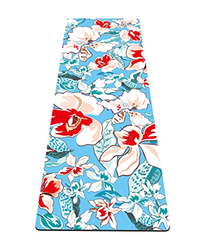 nuveti Yoga Mat Print Extra Thick TPE Non Slip Fitness Exercise Mat with Carrying Bag,72"x24" Extra Thick 6MM Exercise & Workout Mat for Yoga, Pilates Fitness and Floor Exercises - color: Flower