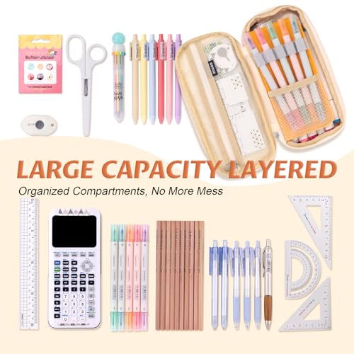 EASTHILL Big Capacity Pencil Pen Case Office College School Large Storage High Bag Pouch Holder Box Organizer Yellow Orange - color: Yellow