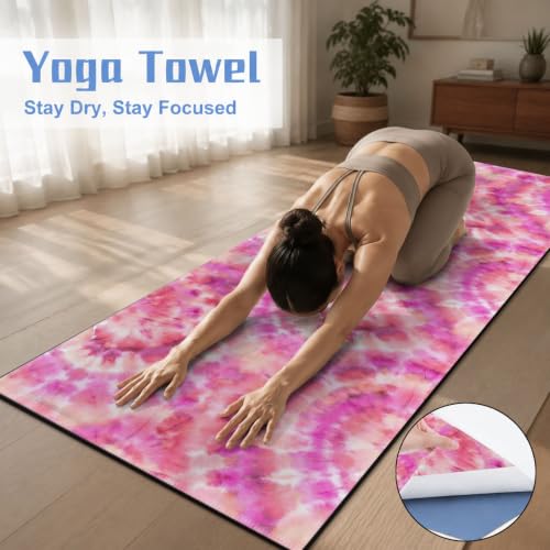 Yoga Mat Towel, Hot Yoga Non Slip with 4 Corner Pockets, 74 x 26 in | Soft Absorbent Microfiber With Four Corner Pockets, Fits Over Yoga Mats For Hot Yoga, Pilates, Gym, And Travel - color: Tie Dye-02, size: Large