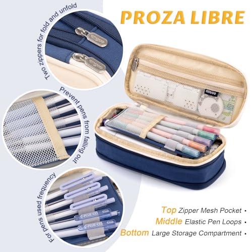 EASTHILL Big Capacity Pencil Pen Case Office College School Large Storage High Capacity Bag Pouch Holder Box Organizer Blue - color: Blue