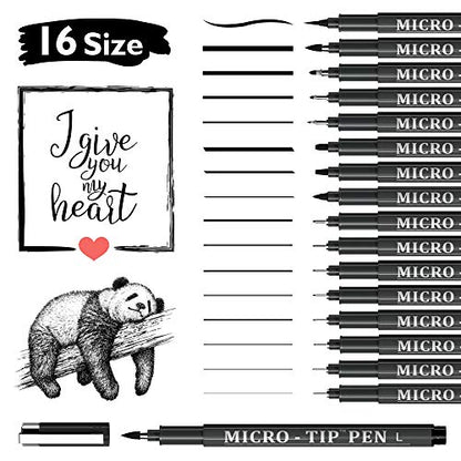 Vanstek 16 Pack Hand Lettering Pens, Calligraphy Pens Markers, Black Ink for Beginners Writing, Lettering, Journaling, Art Drawing, Signature, Illustrations and Office School Supplies
