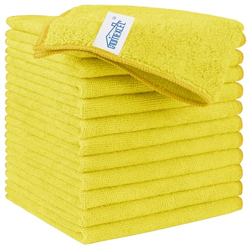 HOMEXCEL Yellow Microfiber Cleaning Cloth, Microfiber Towels for Car, 12 PK | Lint Free Cleaning Rags for Household & Kitchen, Car Wash Towels for Detailing Drying, Scratch-Free, 11.5"X 11.5" - color: Yellow