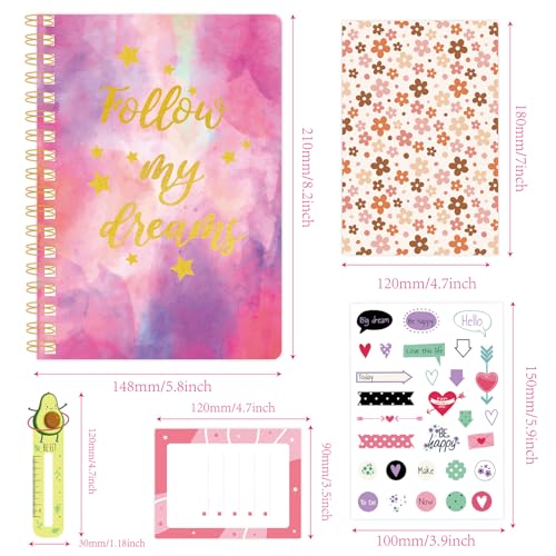 Pure Vie DIY Journal Kit for Girls Ages 8-14, Journaling Art Crafts Kit for Tween & Teen Girls, Creative Scrapbook & Diary Supplies Toy Set with Notebook Sticker - Fun Cute Birthday Xmas Gifts Ideas