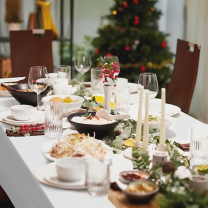 Plastic Table Cloth, 110 Ft X 54 In Disposable Tablecloth White Tablecloth | PEVA Plastic Table Cloth Disposable with Sliding Cutter Plastic Table Cover Roll for Picnics, Parties, Birthdays, Weddings - color: White, size: 1320" x 54" (Rectangular)