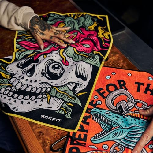 RokFit Gym & Golf Towel – Multi-Use, Quick-Dry, Durable Utility Towel with Bold Graphic and Carabiner Clip (Eternal Bloom) - color: Eternal Bloom