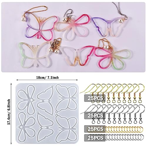Attuslla Earring Resin Molds Silicone Butterfly Jewelry Making Earring Molds Pendant Casting Resin Epoxy Molds with Jump Rings for DIY Jewelry Making, Pendant, Earrings - color: Style 7