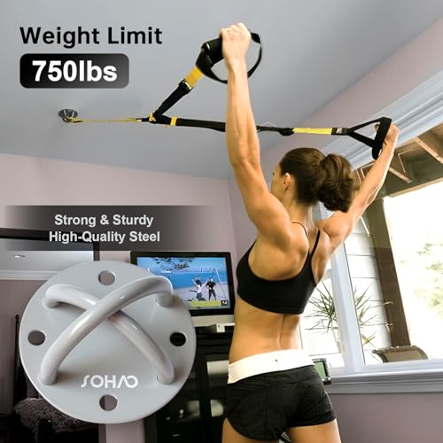 Wall Ceiling Mount Bracket for Suspension Straps, Aerial Yoga Swing & Hammock, Gymnastic Rings, Boxing Punching Bags, Body Strength Gym Equipment and Battle Ropes - color: SR-2