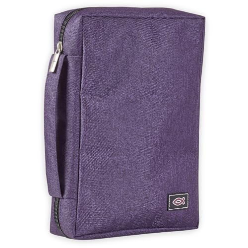 Christian Art Gifts Poly-Canvas Value Bible Cover for Men/Women's, Jesus Fish, Purple Canvas, Small - color: Purple/Jesus Fish, size: Small
