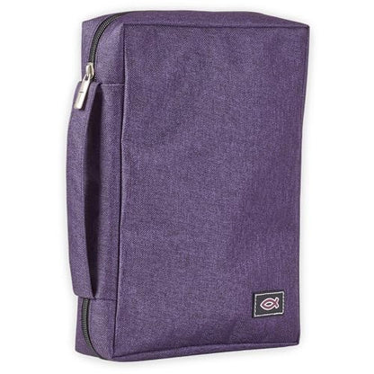 Christian Art Gifts Men/Women's Bible Cover Jesus Fish, Purple Canvas, Medium - color: Purple/Jesus Fish, size: Medium