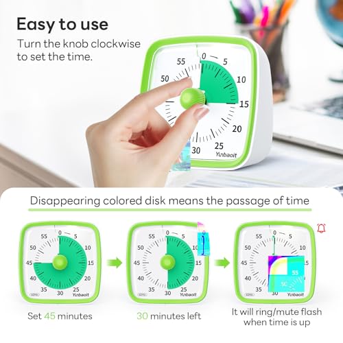 Yunbaoit Visual Timer with Night Light, 60 Minute Countdown, Light Green - color: Light Green