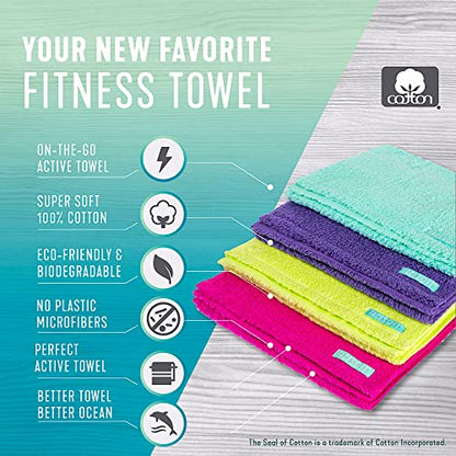 FaceSoft Eco Friendly Gym Towel for Working Out - Soft and Absorbent Cotton Exercise Towel - No Synthetic Microfibers or Plastics - Sweat Towel for Gym, Fitness, Sports, Yoga - Yellow - 1 Pc