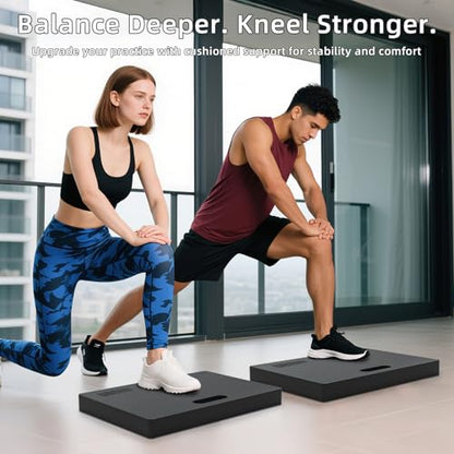 Yoga kneeling mat, 1.5inch Thick,Knee Push-ups, Plank Support & Yoga Elbows/Knees Mat Provides Cushion for Kneeling & Elbows - color: Black with leather front