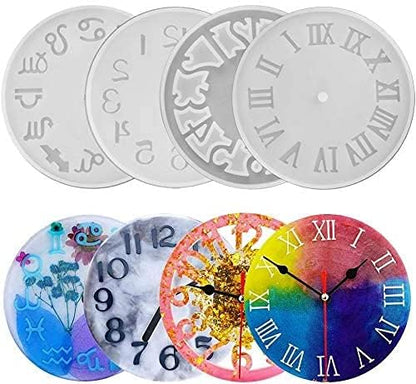4Pack of Clock Face Molds Silicone Mold By Resin Casting, for DIY Resin Crafts Home Wall Decoration 5.9 X 5.9inch