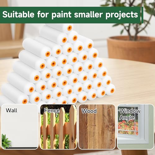 VOOMEY Mini Paint Roller Covers, 4 Inch High Density Foam Roller, 48 Pack | Small Paint Roller, Fits All Flat Surfaces, Including Walls, Cabinets, Furniture, Doors, Tables & DIY Painting Projects - style: 4 inch 48 pack
