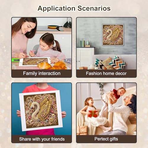 Stalente Diamond Painting Kits for Adults Swan, 5D Special Shape Diamond Art Kits for Beginners, Crystal Rhinestones Diamond Painting for Home Wall Decoration Gift 12×12inch, Animal