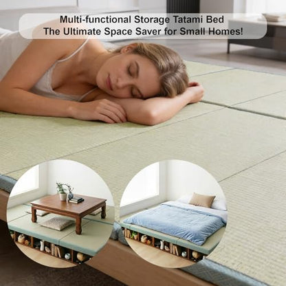 Japanese Tatami Mat, Tatami, Rug, Foldable Mattress, Roll up Rug, Japanese Floor Mattress, Floor Sleeping Japanese Futon Mattress, Meditation Yoga, Zen - size: Green 100×200×3.5cm