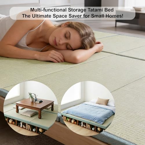 Japanese Tatami Mat, Tatami, Rug, Foldable Mattress, Roll up Rug, Japanese Floor Mattress, Floor Sleeping Japanese Futon Mattress, Meditation Yoga, Zen - size: Green 100×200×3.5cm