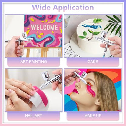 Gyfent Dual-Mode Airbrush Gun Kit with 3 Quick-Release Nozzle Sets | 0.3/0.5/0.8mm, Dual-Action Gravity Feed Air Brush with 1/4oz Fluid Cup & 20/40ml Resin Cup for Nail Art Painting Makeup Cake - size: Dual-Mode