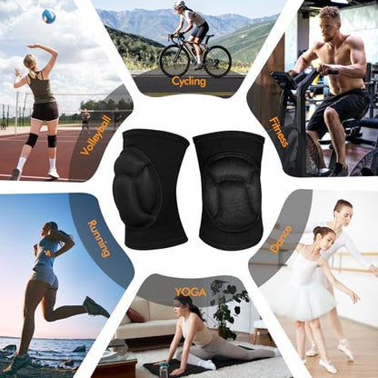Protective Knee Pads, Thick Sponge Anti-slip,Women's/Men's Knee Pads for Volleyball, Rock Climbing, Cycling, Dancing, Gardening, Gardening, Flooring, House Cleaning, Construction Work with Thick EVA Foam Liner Black M - size: Medium